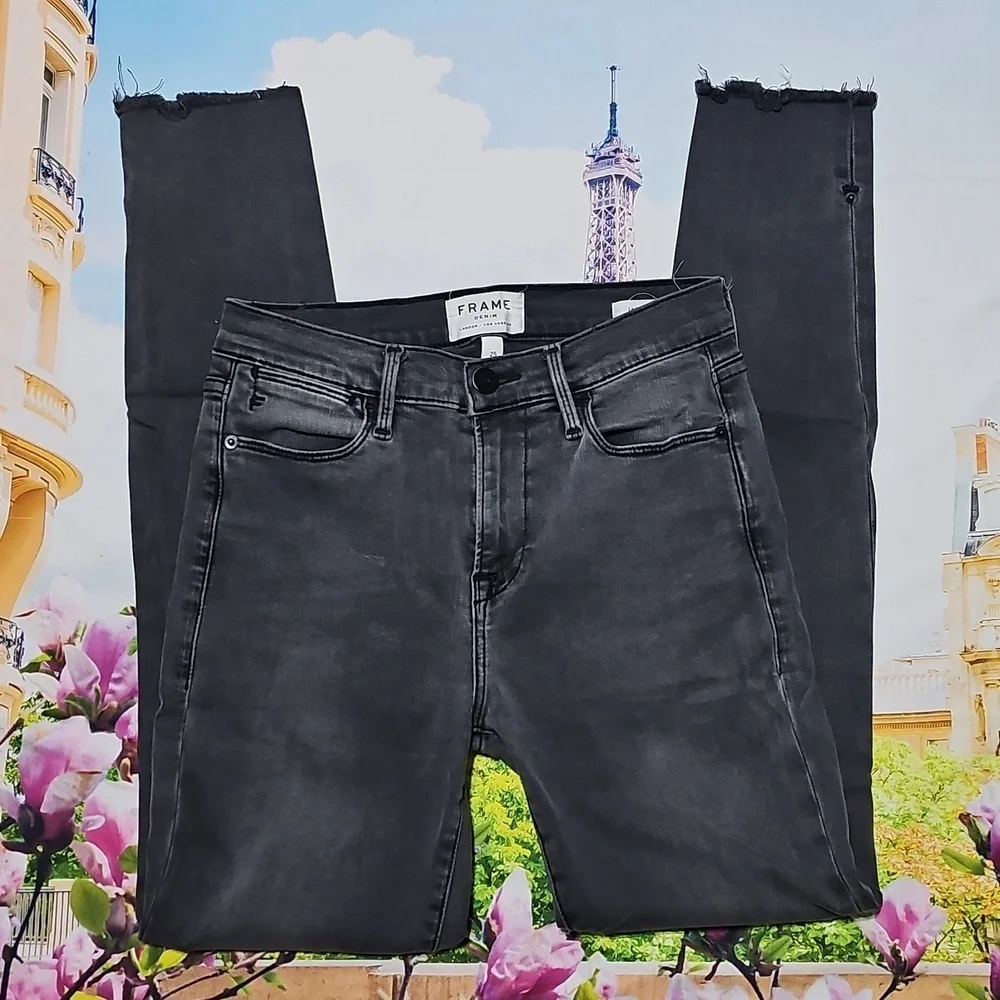 Frame Le High Skinny Raw‎ Hem Jeans Size 25